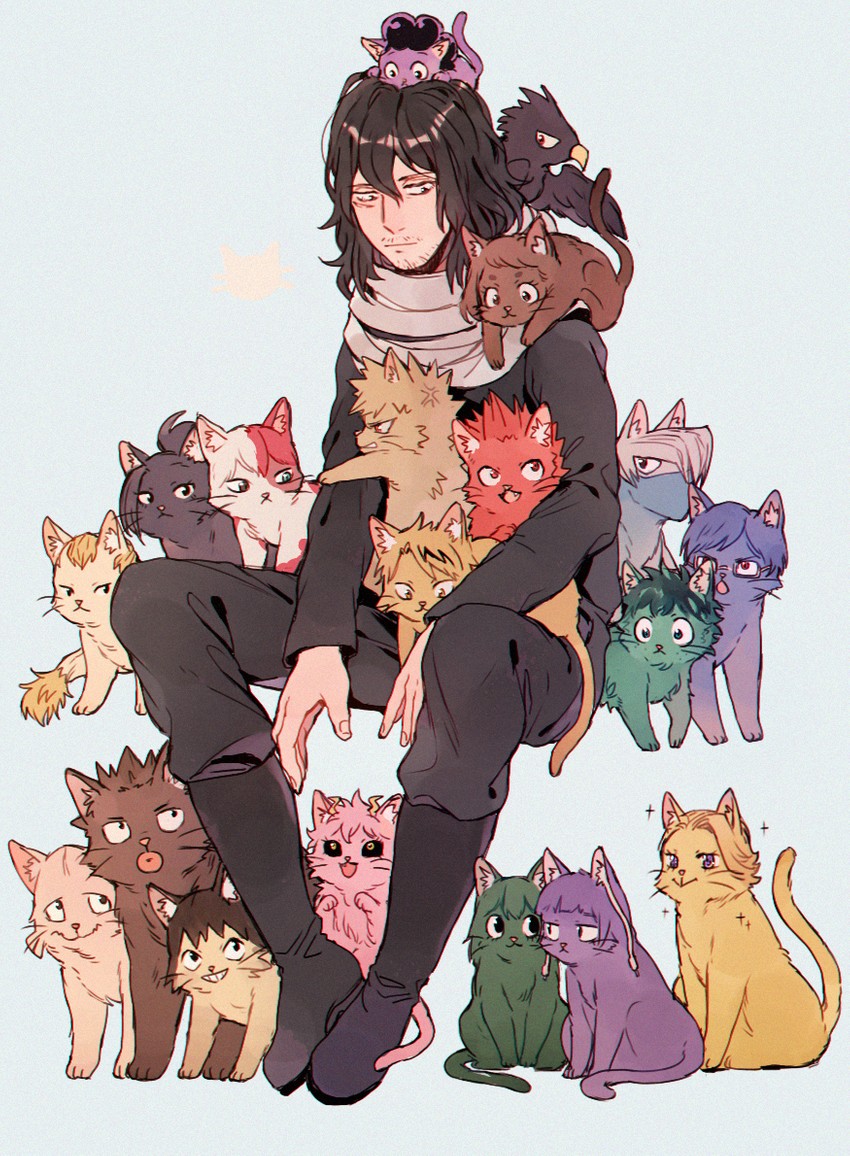 midoriya izuku, uraraka ochaco, bakugou katsuki, todoroki shoto, asui tsuyu, and 16 more (boku no hero academia) drawn by qin_(7833198)