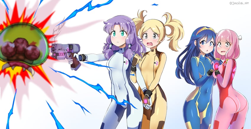 samus aran, lucina, metroid, metroid larva, lissa, and 2 more (fire emblem and 4 more) drawn by jarckius