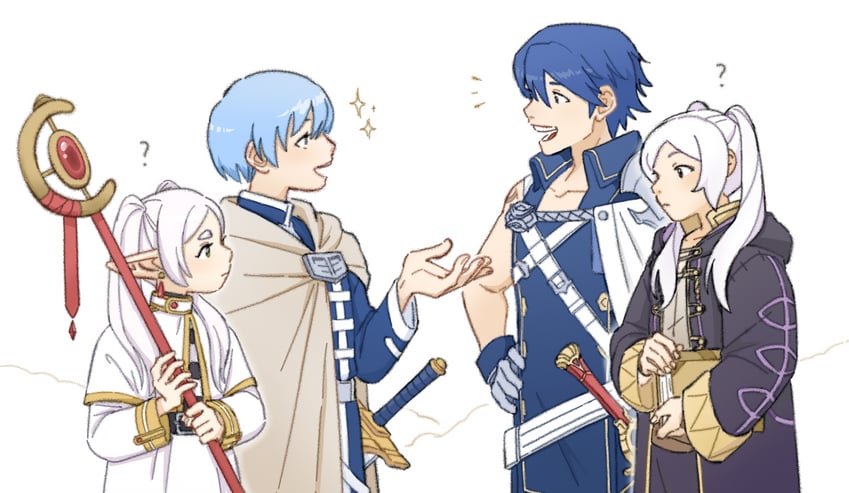 frieren, female robin, himmel, and chrom (fire emblem and 2 more) drawn by goodluckjoy