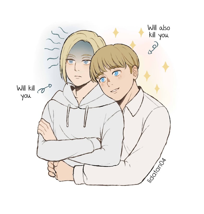 armin arlert and annie leonhart (shingeki no kyojin) drawn by lida_(lidalida04)