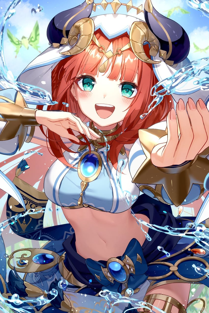 nilou and crystalfly (genshin impact) drawn by nage_(sacosui_ng)
