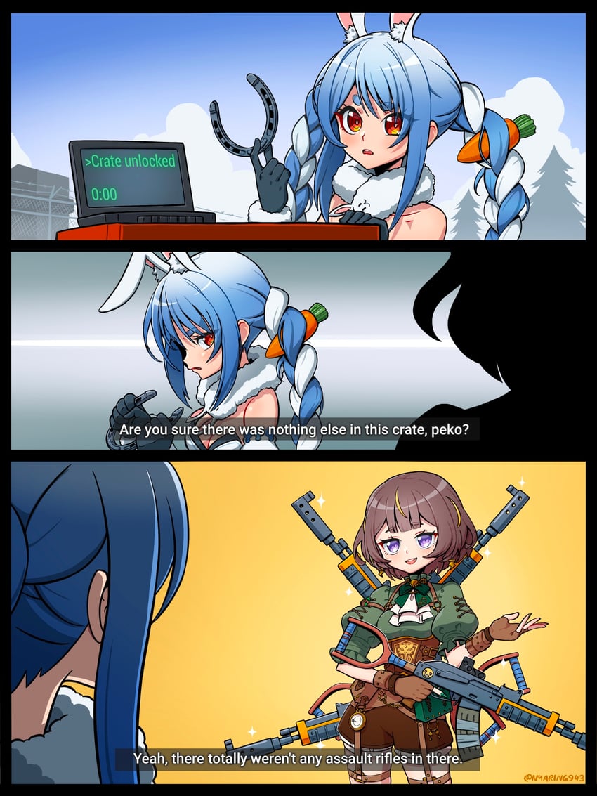usada pekora and anya melfissa (hololive and 2 more) drawn by nyaring943
