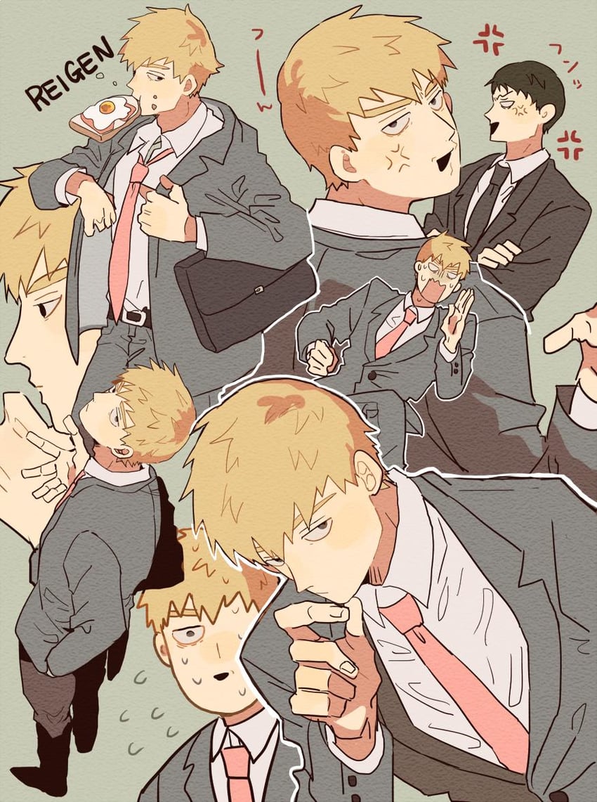 reigen arataka and yoshioka mamoru (mob psycho 100) drawn by hyouseki_ren