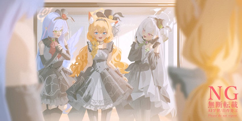 mari, sakurako, and mine (blue archive) drawn by yamaharu_(xxzf7284)