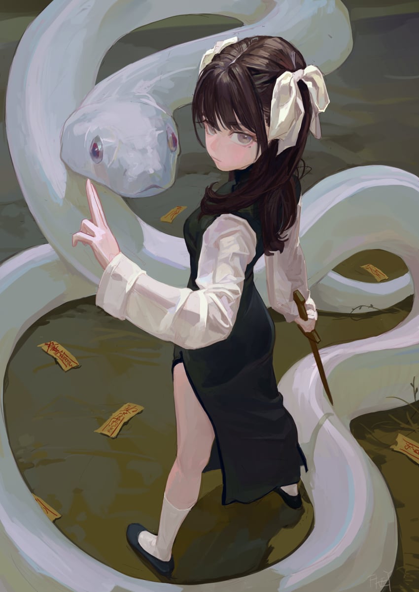 mishaguji and eyeball bracelet girl (original and 1 more) drawn by fkey