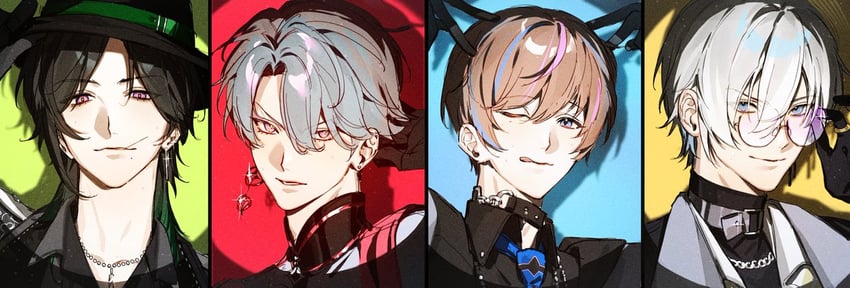 freodore, kaelix debonair, zeal ginjoka, and seible (nijisanji and 1 more) drawn by pupothos