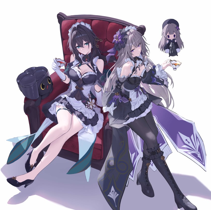 herta, the herta, and ruan mei (honkai and 1 more) drawn by sasa_(sasa_ekakiman)