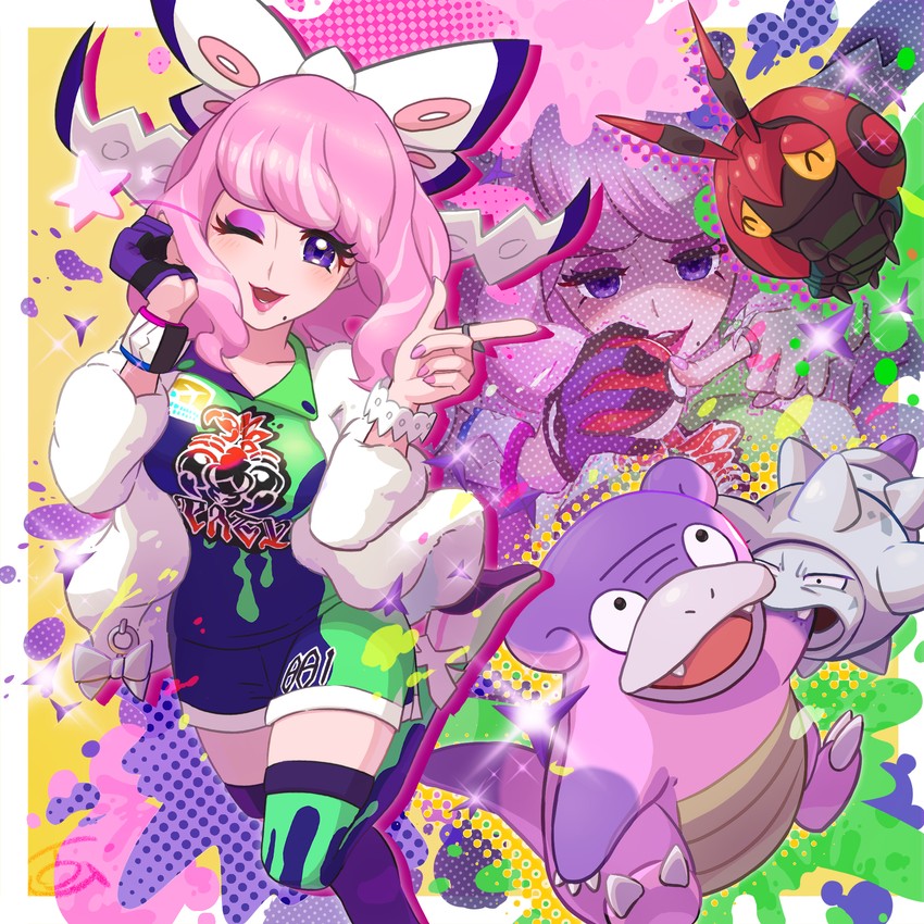 klara, venipede, and galarian slowbro (pokemon and 1 more) drawn by tom_(pixiv10026189)