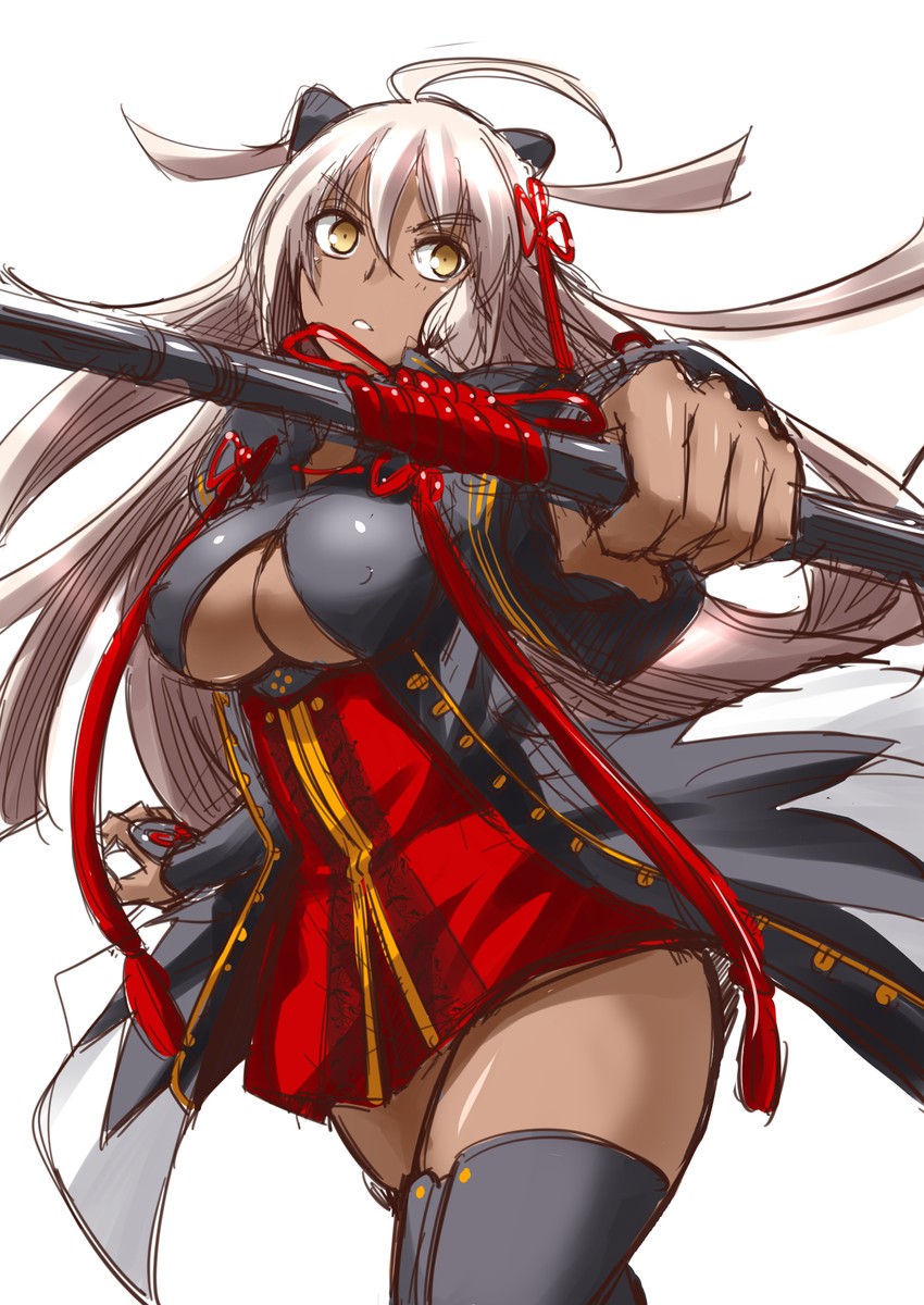 okita souji and okita souji alter (fate and 1 more) drawn by nekoi_hikaru