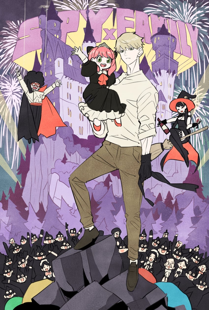 yor briar, anya, twilight, and franky franklin (spy x family) drawn by takeuchi_ryousuke