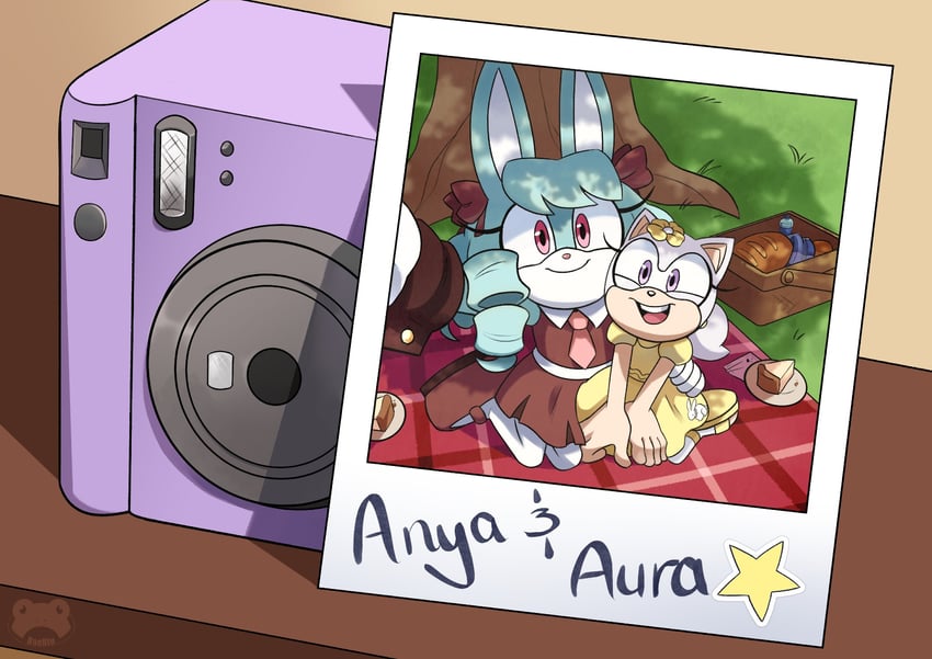 anya the rabbit and aura the hedgehog (original and 1 more) drawn by raeblu