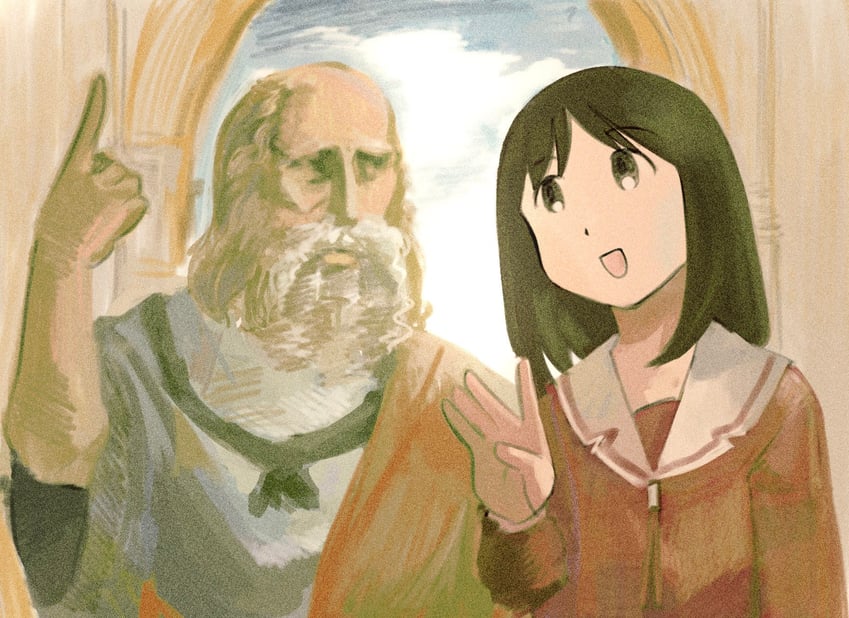 kasuga ayumu and plato (azumanga daioh and 1 more) drawn by potsato