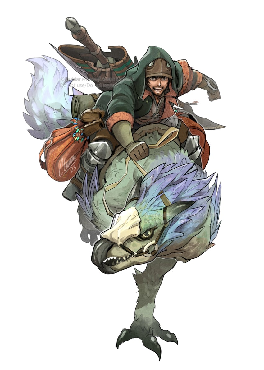 monster hunter and seikret (monster hunter and 1 more) drawn by cathiane