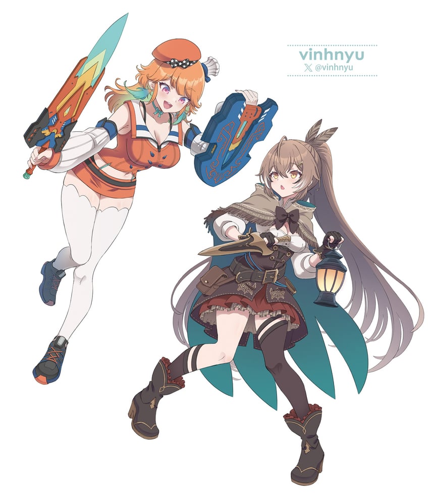 nanashi mumei and takanashi kiara (hololive and 1 more) drawn by vinhnyu