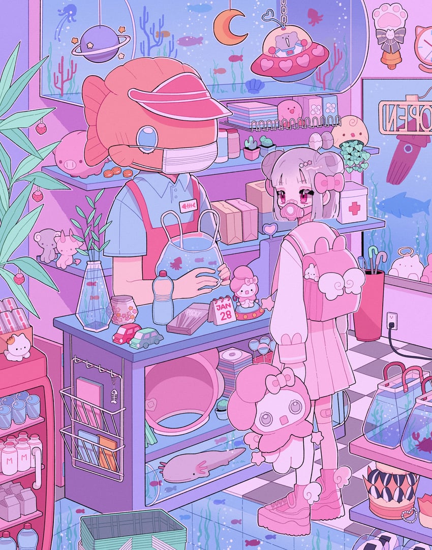 kirby, my melody, and ri2.0 (original and 3 more) drawn by rinihimme
