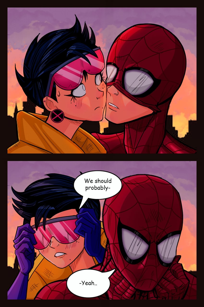 spider-man and jubilee (marvel and 2 more) drawn by tamalrickolino