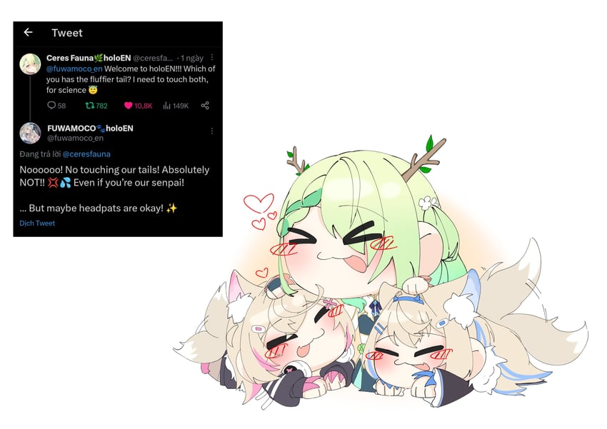 ceres fauna, fuwawa abyssgard, and mococo abyssgard (hololive and 2 more) drawn by mika_zzuki