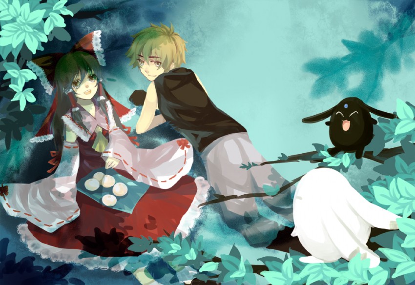 hakurei reimu, mokona, and xiaolang (touhou and 1 more) drawn by shinn_(artist)