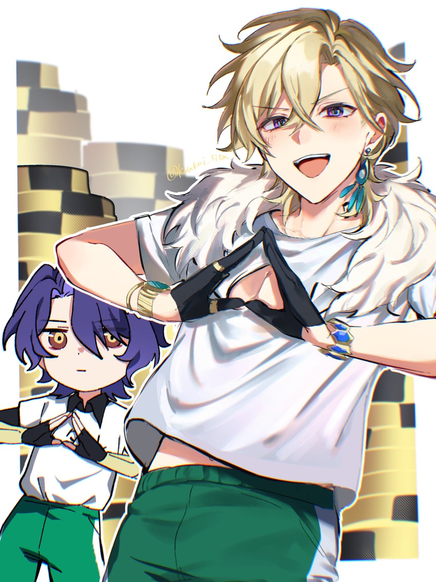 aventurine and dr. ratio (honkai and 1 more) drawn by koukai_sita