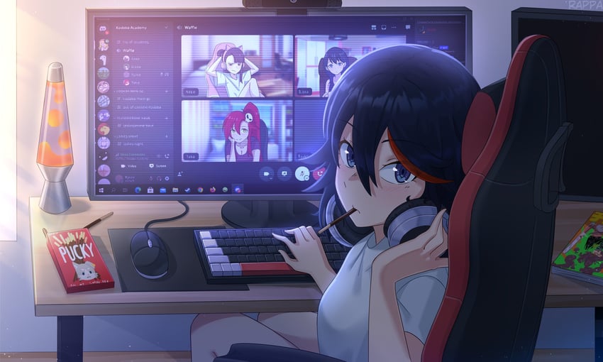 matoi ryuuko, yoko littner, denji, takarada rikka, kagari atsuko, and 3 more (chainsaw man and 12 more) drawn by rappa_(sirrappa)
