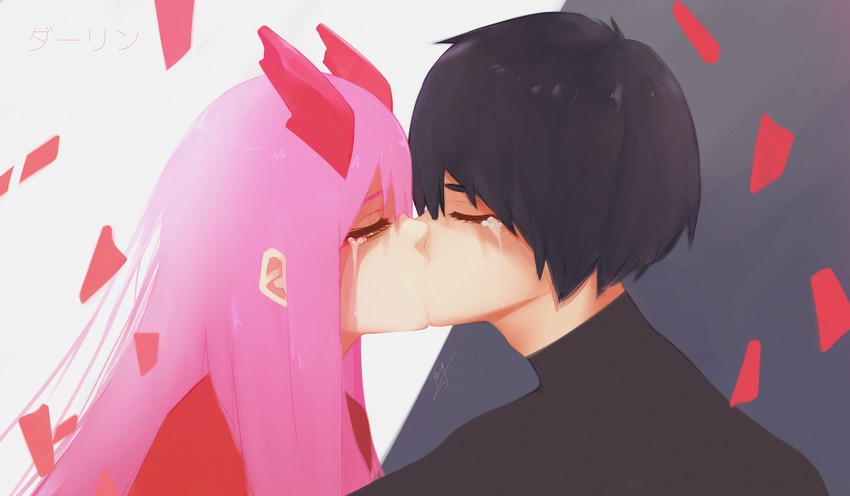 zero two and hiro (darling in the franxx) drawn by hddraw