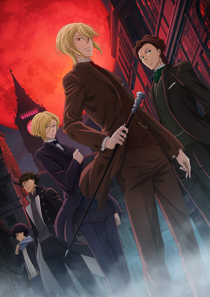 william james moriarty, louis james moriarty, albert james moriarty, sebastian moran, and fred porlock (yuukoku no moriarty)