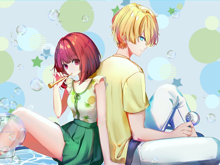 arima kana and hoshino aquamarine (oshi no ko) drawn by lilac10