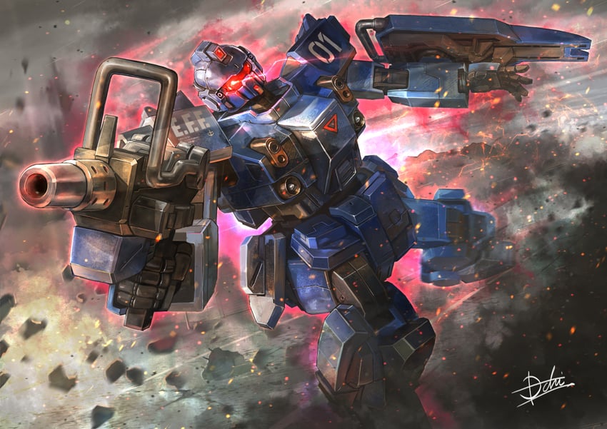 blue destiny 01 (gundam and 1 more) drawn by hukutuuprunes