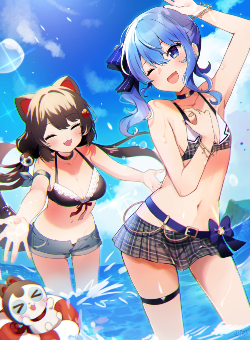 hoshimachi suisei, inui toko, and banken (hololive and 1 more) drawn by shinomiya_shino_(sinosino141)