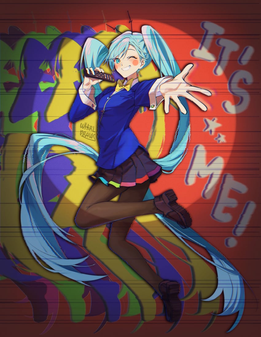 hatsune miku (vocaloid and 1 more) drawn by whirldraws