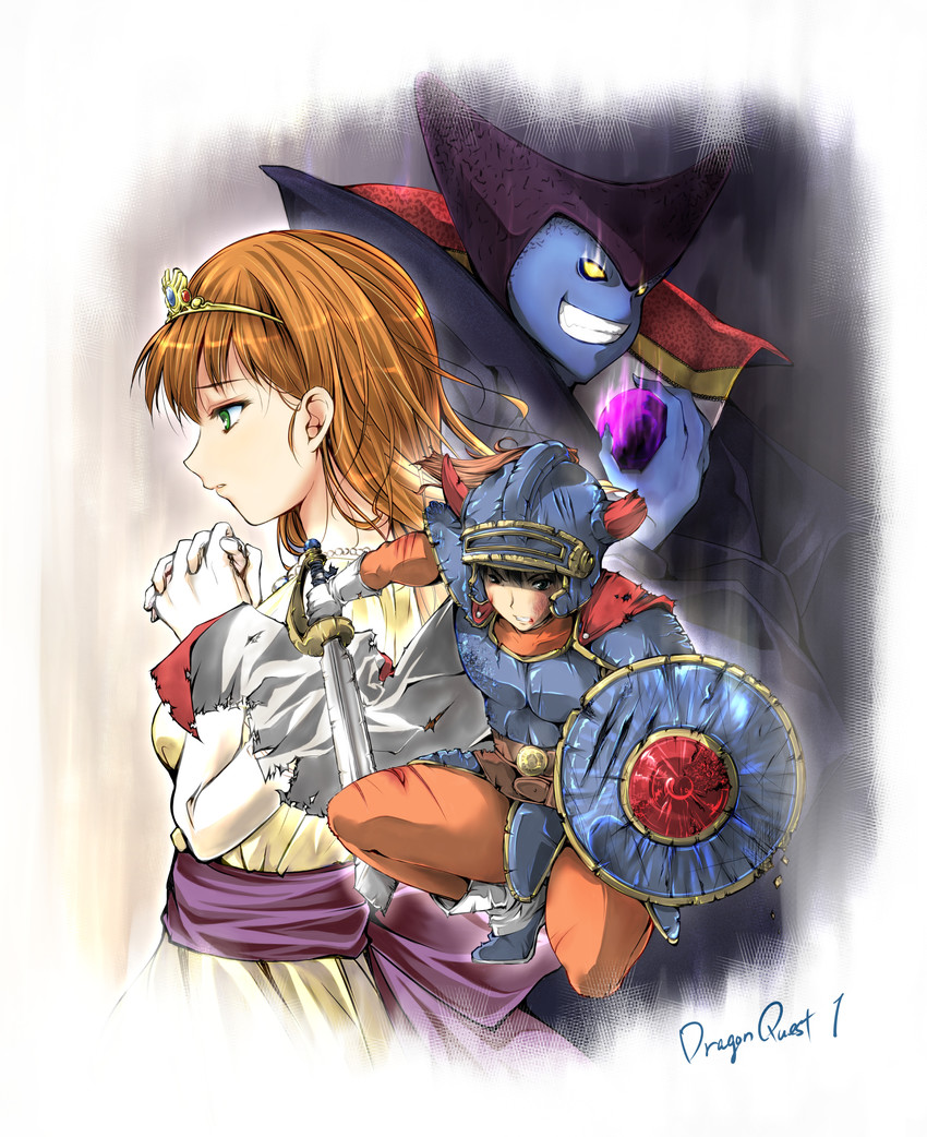 hero, princess laura, and dragon lord (dragon quest and 1 more) drawn by minori_(m-noir)