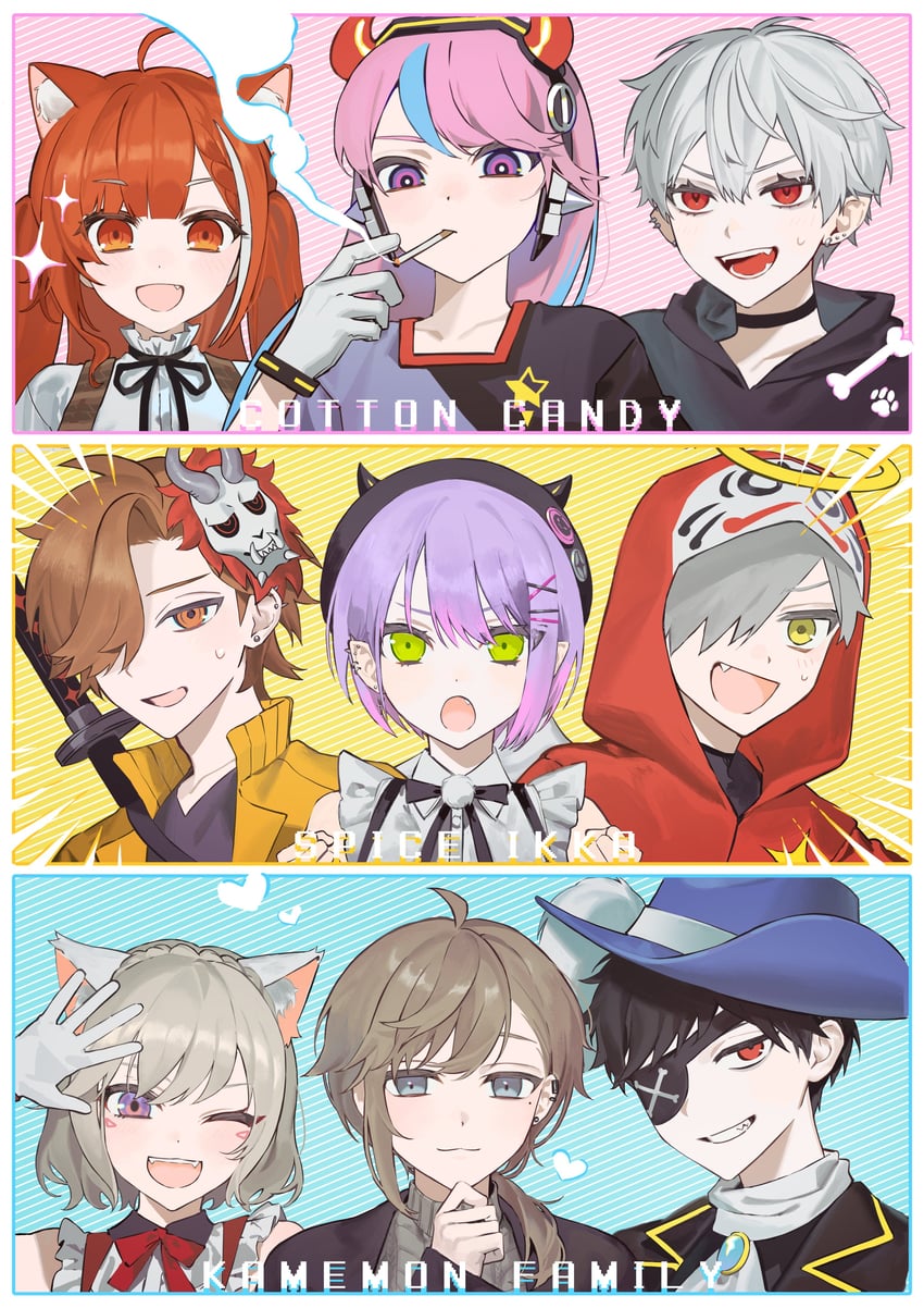 tokoyami towa, komori met, ratna petit, kanae, daruma is god, and 4 more (hololive and 4 more) drawn by torino_kawazu