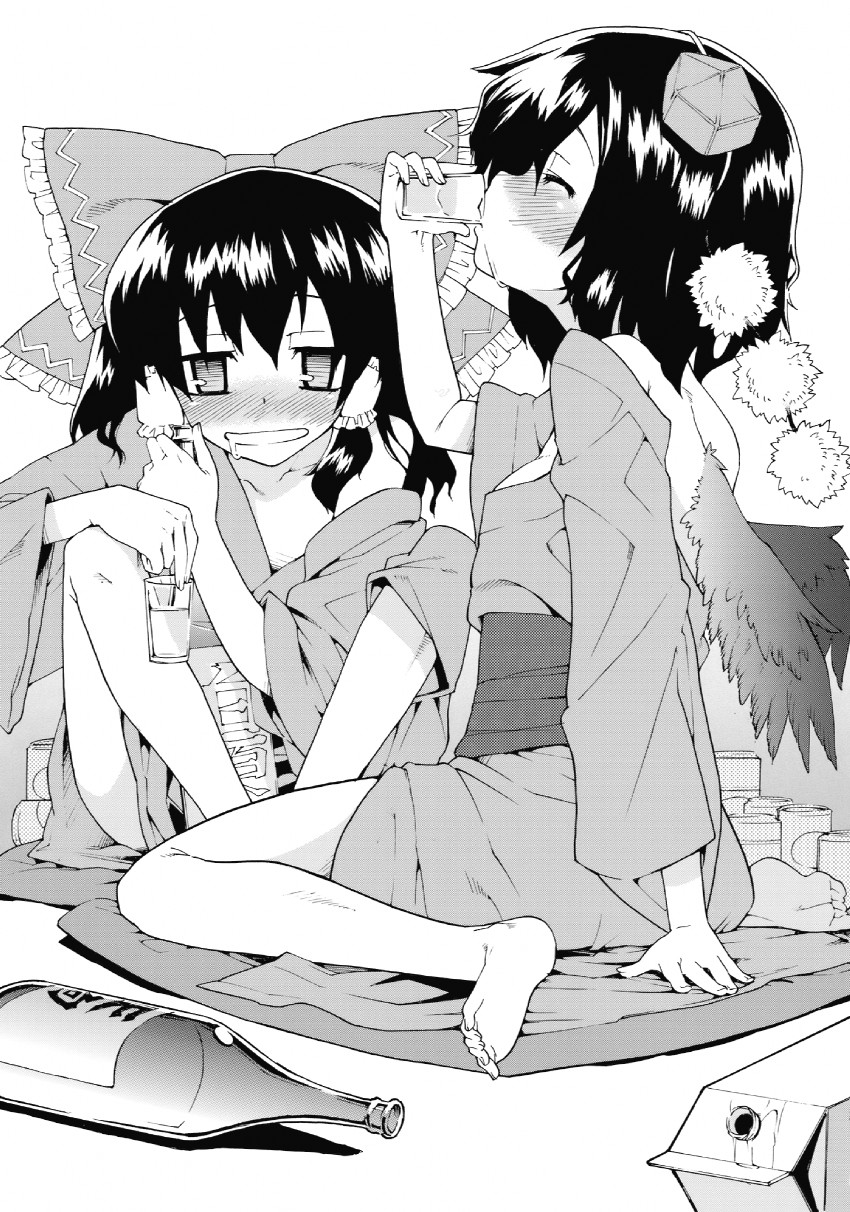hakurei reimu and shameimaru aya (touhou) drawn by hikawa_shou