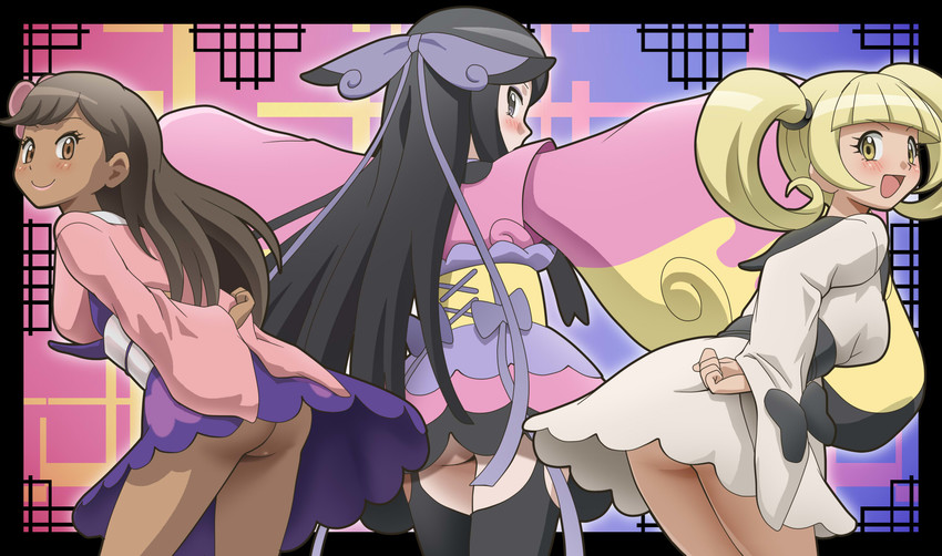 valerie, furisode girl, furisode girl katherine, and furisode girl blossom (pokemon and 1 more) drawn by awa