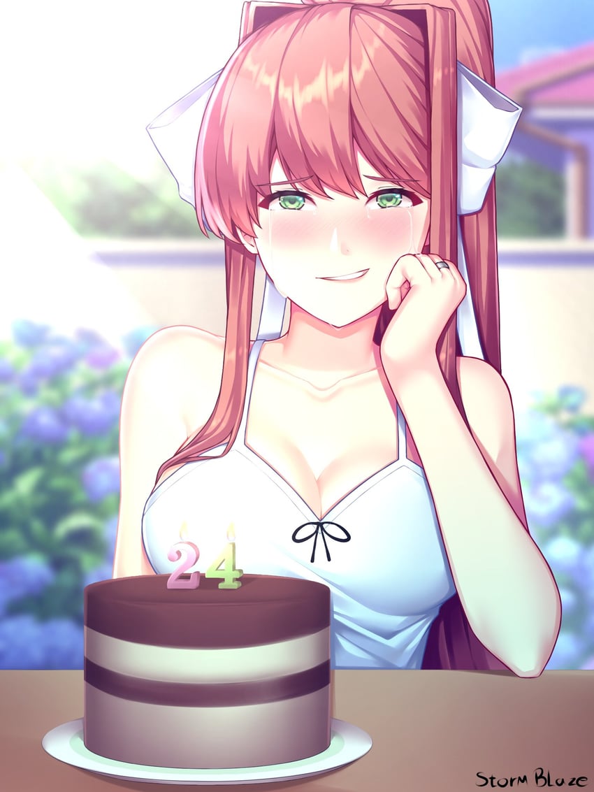 monika (doki doki literature club) drawn by storm_blaze