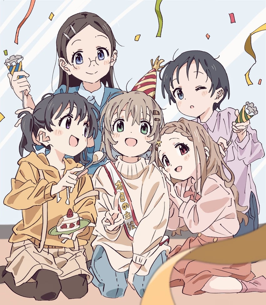 yukimura aoi, kuraue hinata, aoba kokona, saitou kaede, and kurosaki honoka (yama no susume) drawn by flask00