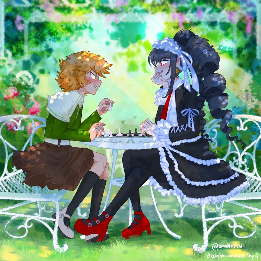 celestia ludenberg and fujisaki chihiro (danganronpa and 1 more) drawn by twinklelitchii
