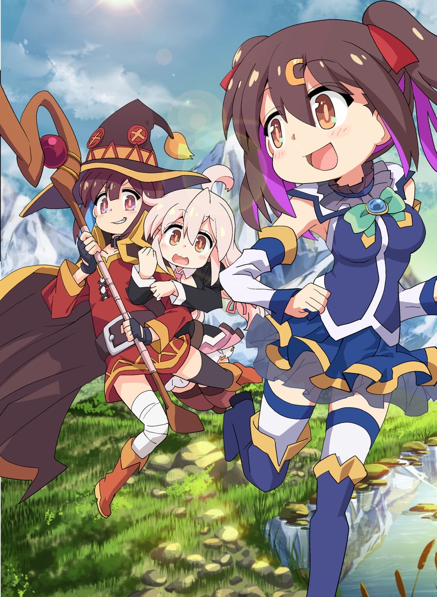 megumin, oyama mahiro, aqua, oyama mihari, hozuki momiji, and 1 more (kono subarashii sekai ni shukufuku wo! and 1 more) drawn by ximu_shilang