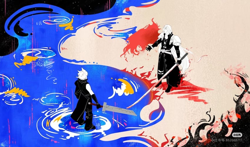 cloud strife and sephiroth (final fantasy and 2 more) drawn by yincloudsc