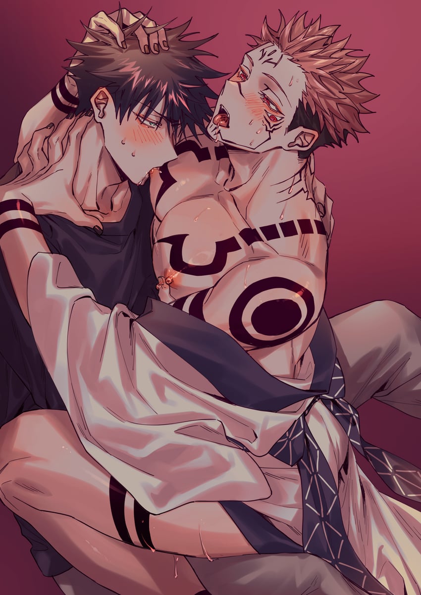fushiguro megumi and ryoumen sukuna (jujutsu kaisen) drawn by azukiharuta_ju