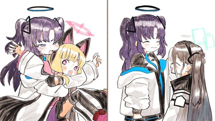 yuuka, aris, and momoi (blue archive) drawn by shinbashi_seiji