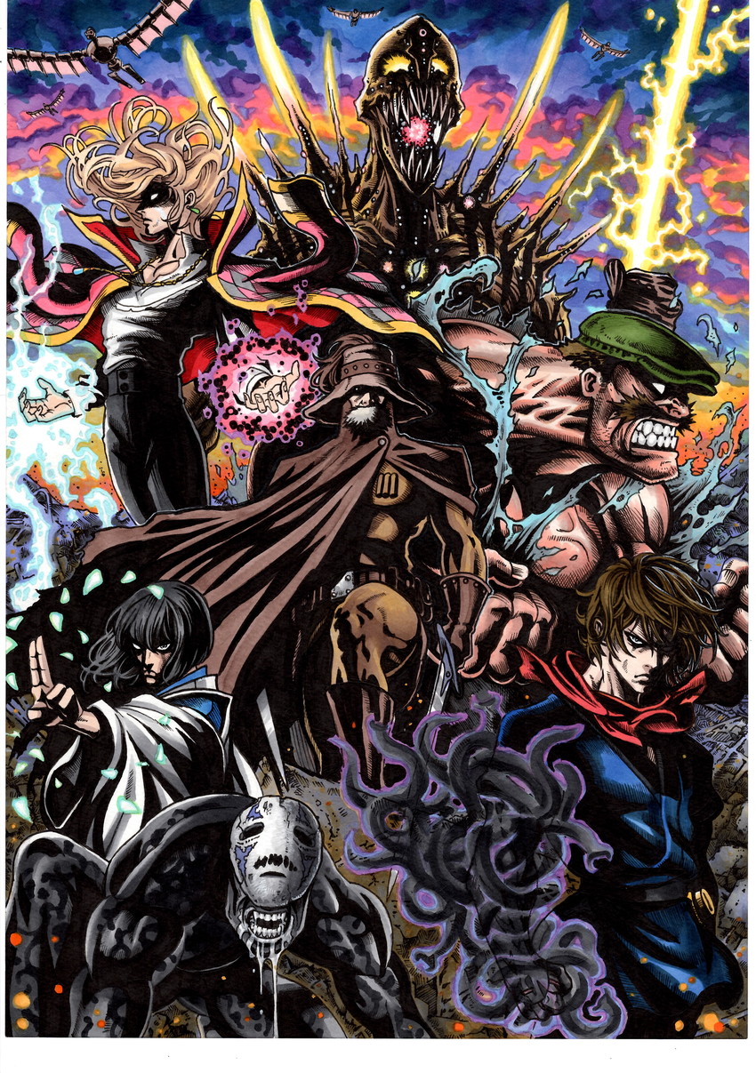 howl pendragon, haku, kaonashi, ashitaka, laputa robot, and 3 more (studio ghibli and 5 more) drawn by takumi_(marlboro)