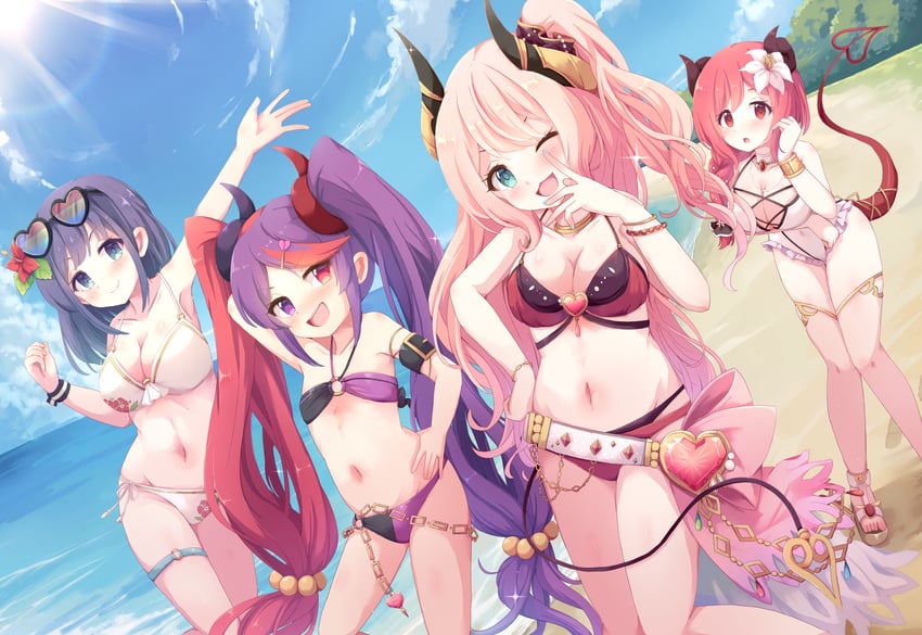 misora, io, suzuna, and misaki (princess connect!) drawn by nyxerebos