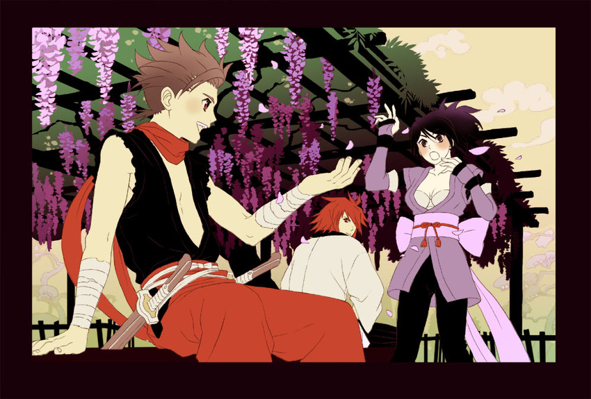 lloyd irving, fujibayashi sheena, and kratos aurion (tales of and 1 more) drawn by shimabara