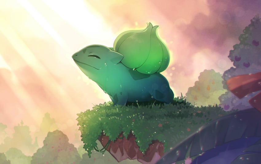 bulbasaur (pokemon and 1 more) drawn by abiko_yuuji