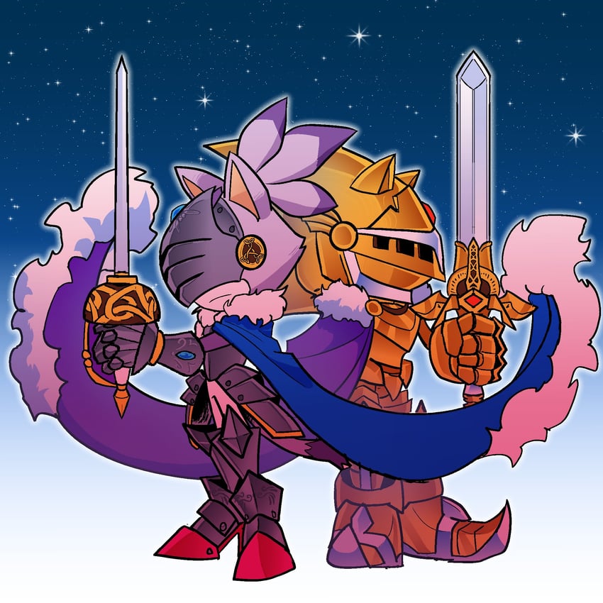 sonic the hedgehog, blaze the cat, percival, and excalibur sonic (sonic and 1 more) drawn by raccoon_art4