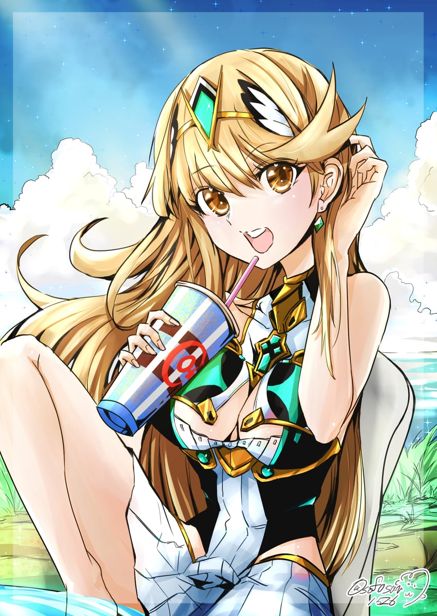 mythra (xenoblade chronicles and 1 more) drawn by sofusan1526