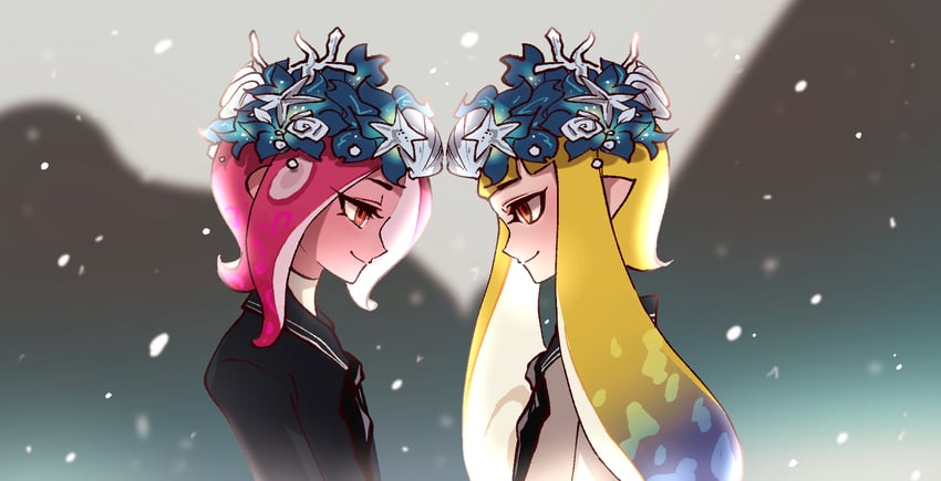 inkling player character, inkling girl, octoling player character, octoling girl, agent 8, and 1 more (splatoon and 3 more) drawn by mattre_ss