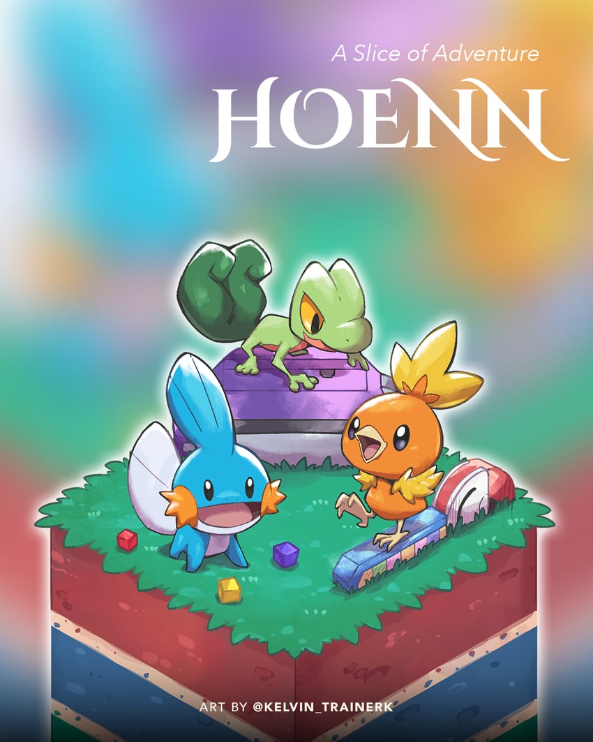 torchic, mudkip, and treecko (pokemon) drawn by kelvin-trainerk