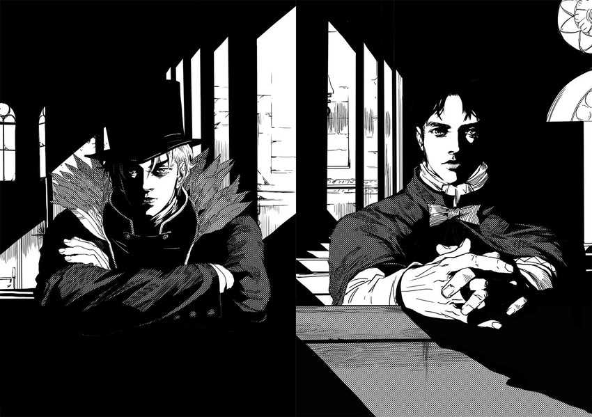 dio brando and jonathan joestar (jojo no kimyou na bouken and 1 more) drawn by emg_(christain)